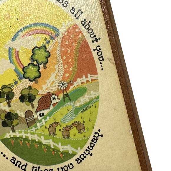 Roberta McDowell Rainbow Farm Art Wooden Wall Plaque Small 6 x 4 In Cottagecore - Picture 5 of 8